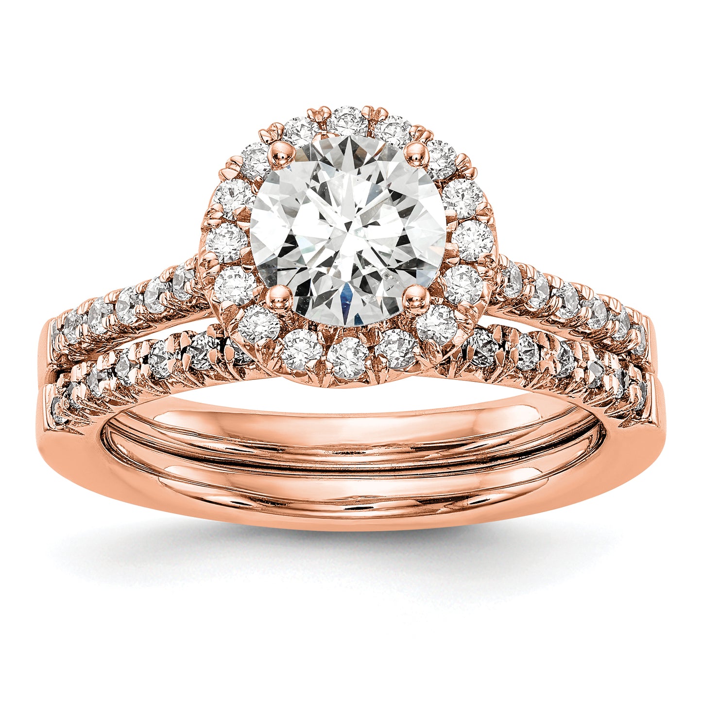 14k Rose Gold 1/3 Ct. Lab Grown Diamond VS/SI+ G+ 1 Ct. Center Round Engagement Ring