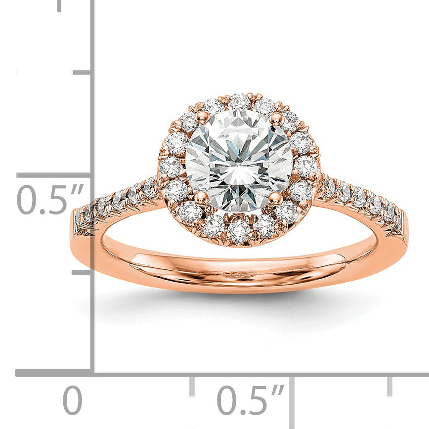 14k Rose Gold 1/3 Ct. Lab Grown Diamond VS/SI+ G+ 1 Ct. Center Round Engagement Ring