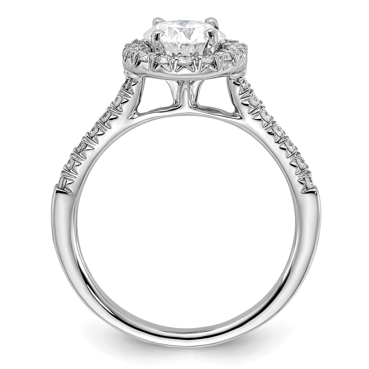 14k White Gold 1/3 Ct. Lab Grown Diamond VS/SI+ G+ 1 Ct. Center Round Engagement Ring