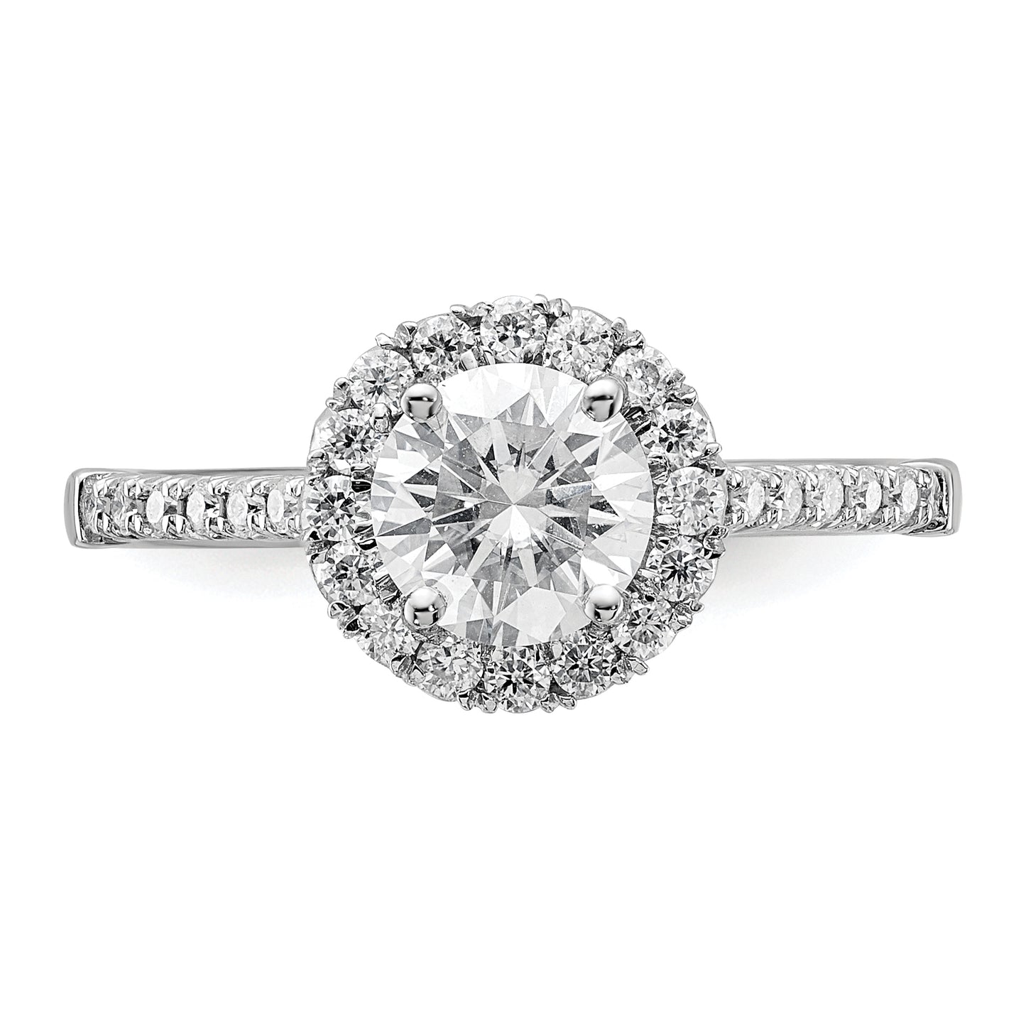 14k White Gold 1/3 Ct. Lab Grown Diamond VS/SI+ G+ 1 Ct. Center Round Engagement Ring