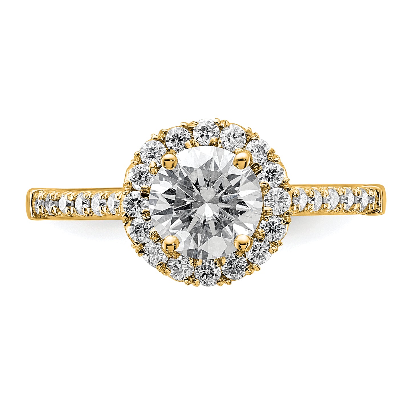 14k Yellow Gold 1/3 Ct. Lab Grown Diamond VS/SI+ G+ 1 Ct. Center Round Engagement Ring