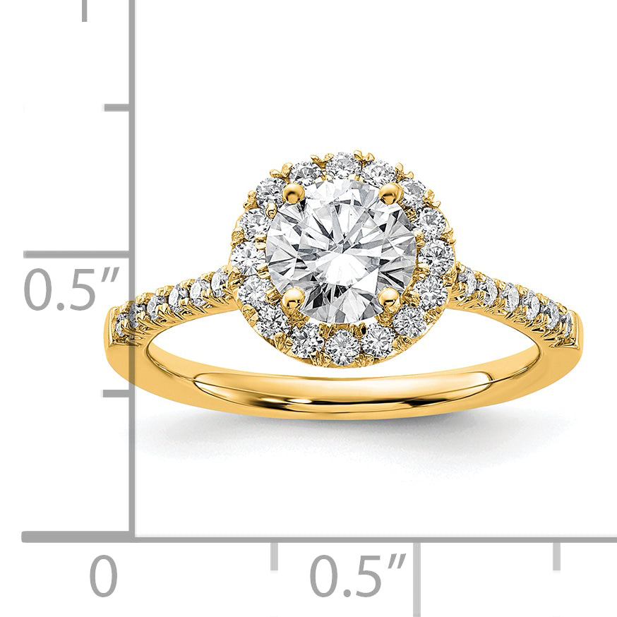 14k Yellow Gold 1/3 Ct. Lab Grown Diamond VS/SI+ G+ 1 Ct. Center Round Engagement Ring