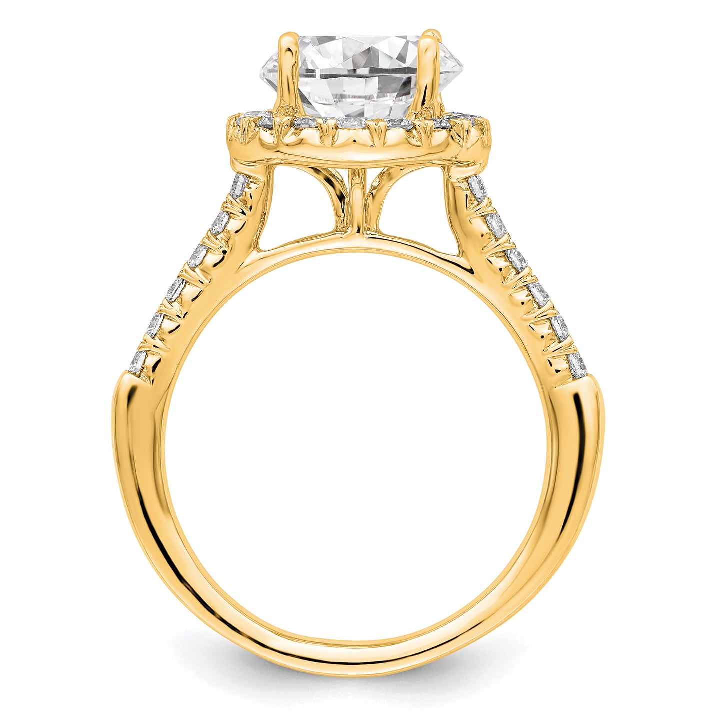 14k Yellow Gold 1/2 Ct. Lab Grown Diamond VS/SI+ G+ 2 Ct. Center Round Engagement Ring