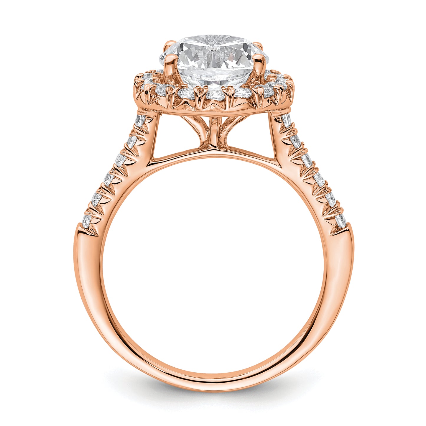 14K Rose Gold Lab Grown Diamond VS/SI FGH Halo Engagement Semi-mount Ring