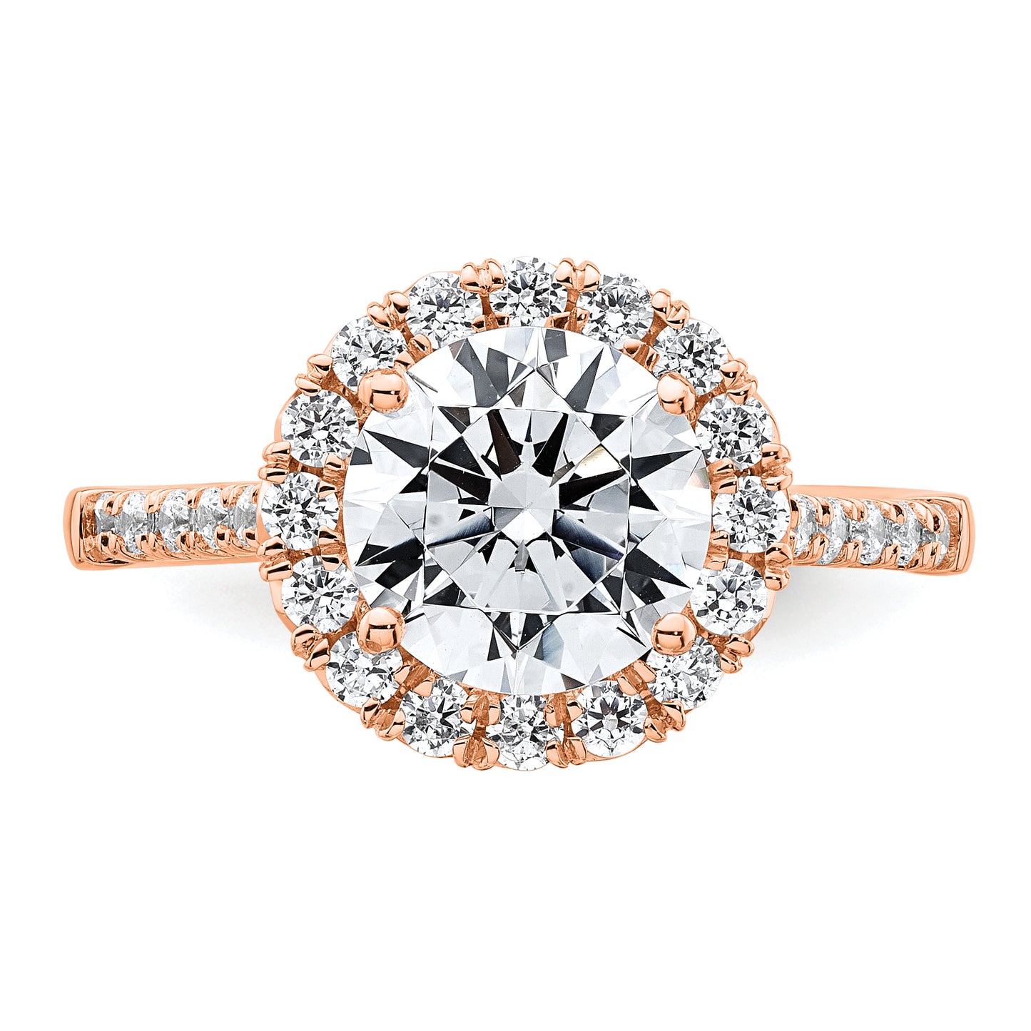 14K Rose Gold Lab Grown Diamond VS/SI FGH Halo Engagement Semi-mount Ring