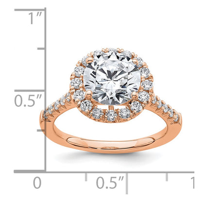 14K Rose Gold Lab Grown Diamond VS/SI FGH Halo Engagement Semi-mount Ring