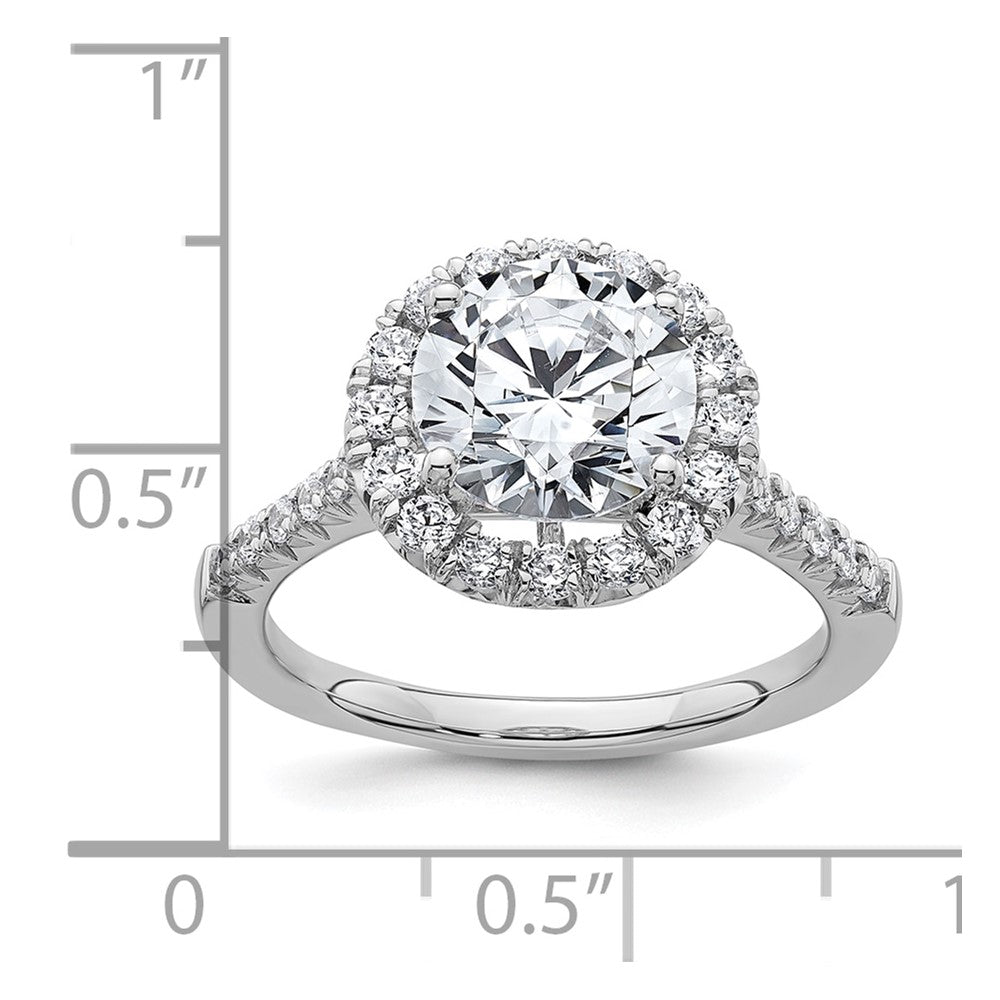 14k White Gold 14kw Lab Grown VS/SI+ G+ Diamond Round Halo Semi-mount Engagement Ring