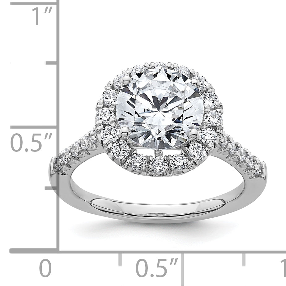 14k White Gold 14kw Lab Grown VS/SI+ G+ Diamond Round Halo Semi-mount Engagement Ring