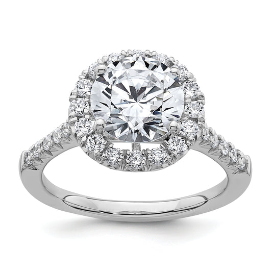 14k White Gold 14kw Lab Grown VS/SI+ G+ Diamond Round Halo Semi-mount Engagement Ring