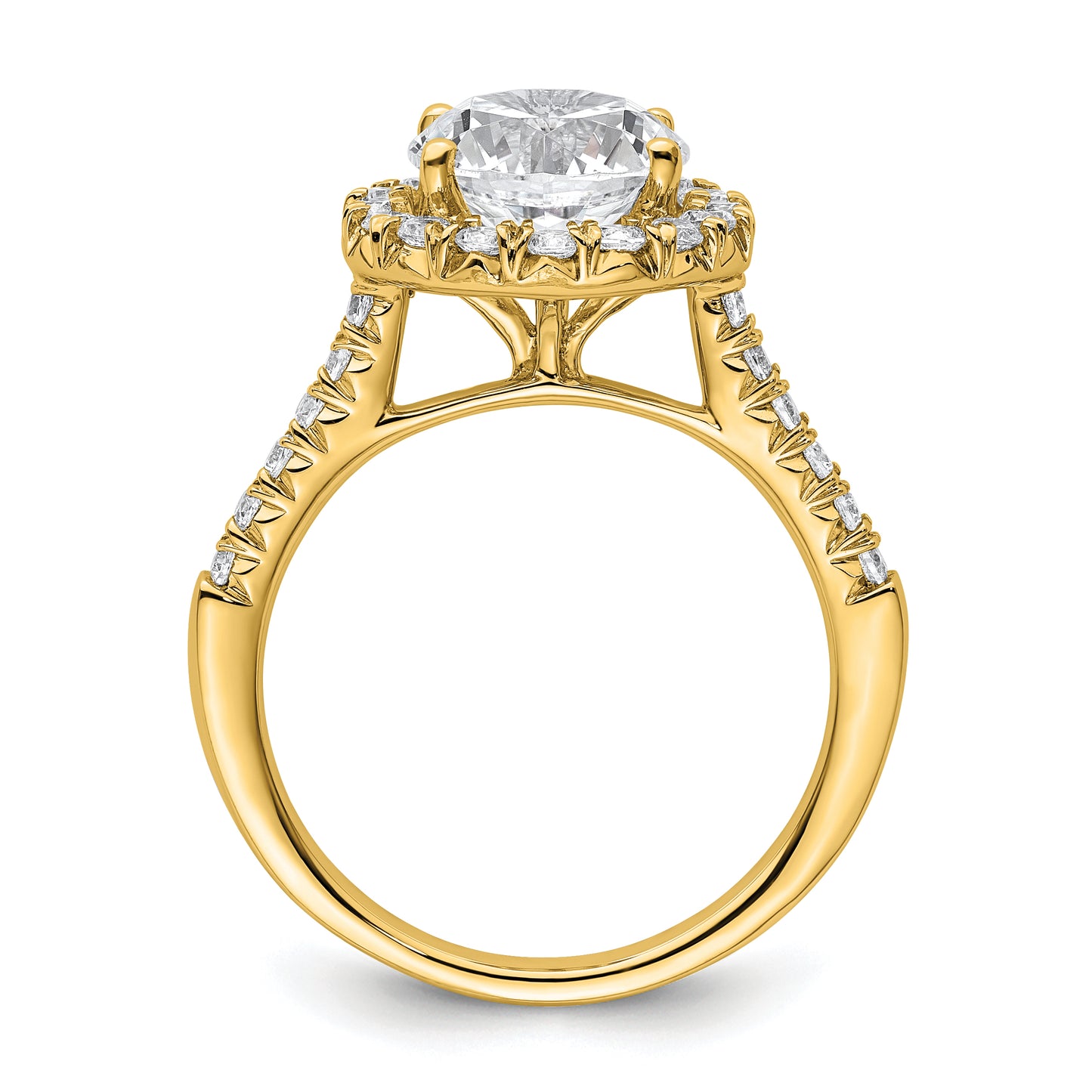 14k Yellow Gold Lab Grown Diamond VS/SI FGH Halo Engagement Semi-mount Ring