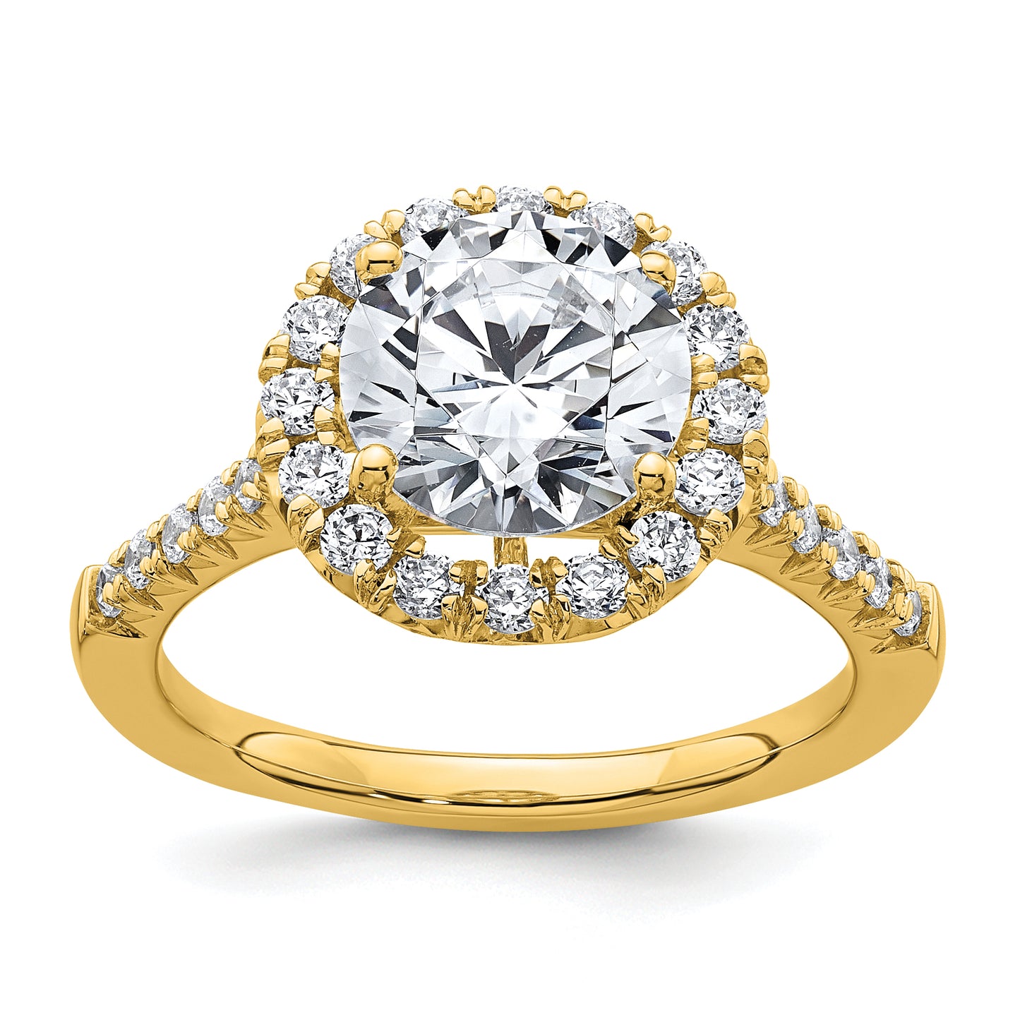 14k Yellow Gold Lab Grown Diamond VS/SI FGH Halo Engagement Semi-mount Ring