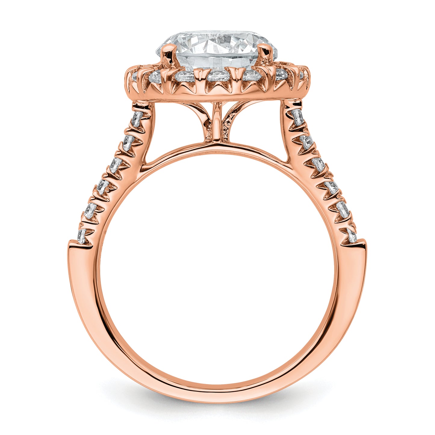 14k Rose Gold White 5/8 Ct. Lab Grown Diamond VS/SI+ G+ 3 Ct. Center Round Engagement Ring