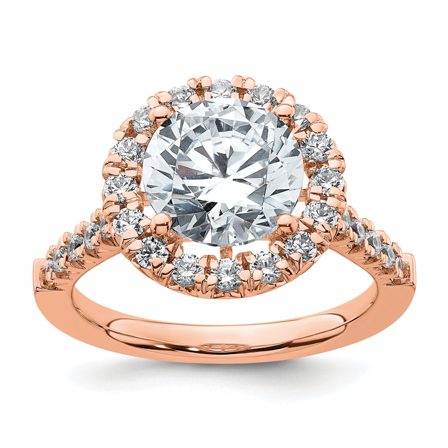 14k Rose Gold White 5/8 Ct. Lab Grown Diamond VS/SI+ G+ 3 Ct. Center Round Engagement Ring