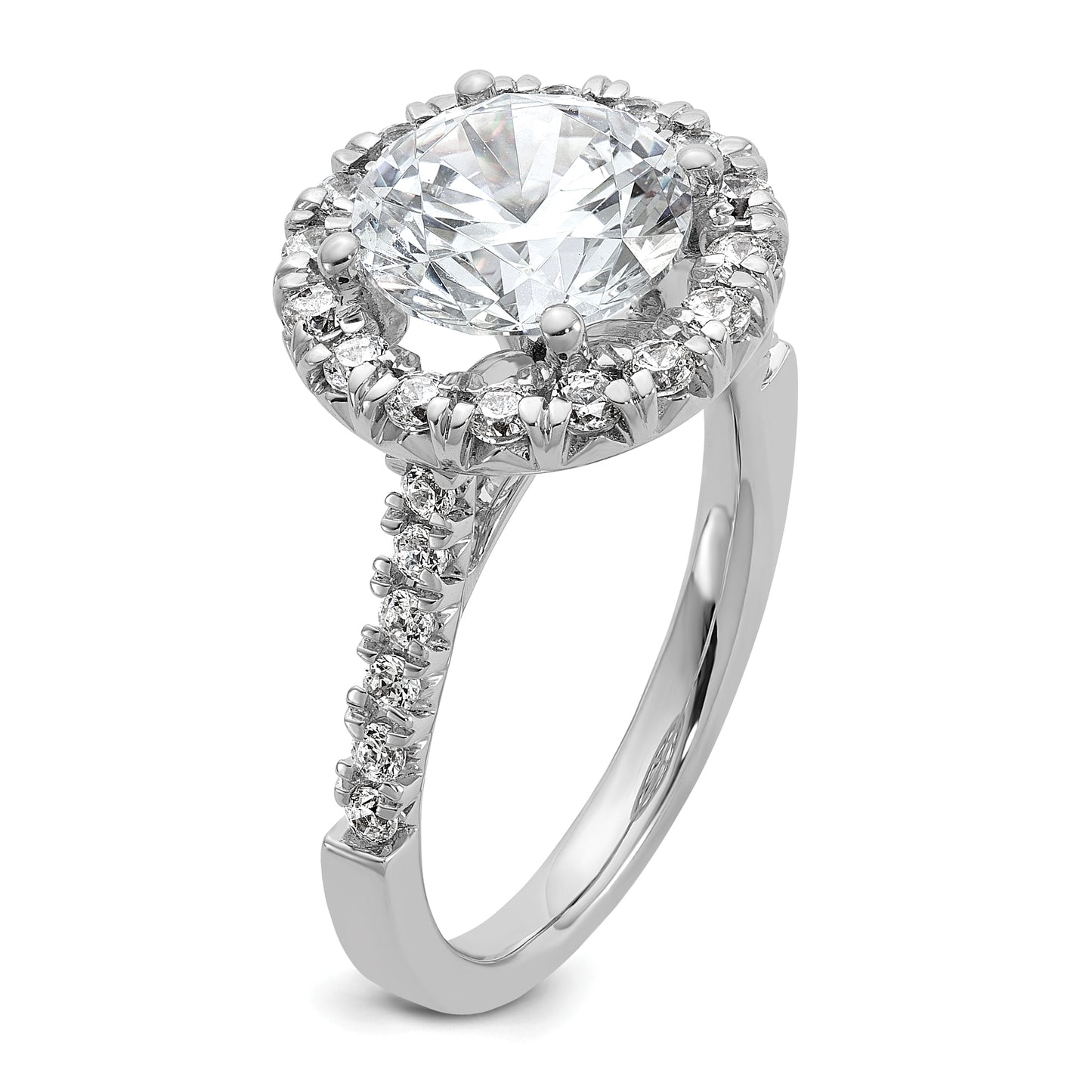 14k White Gold Rose 5/8 Ct. Lab Grown Diamond VS/SI+ G+ 3 Ct. Center Round Engagement Ring