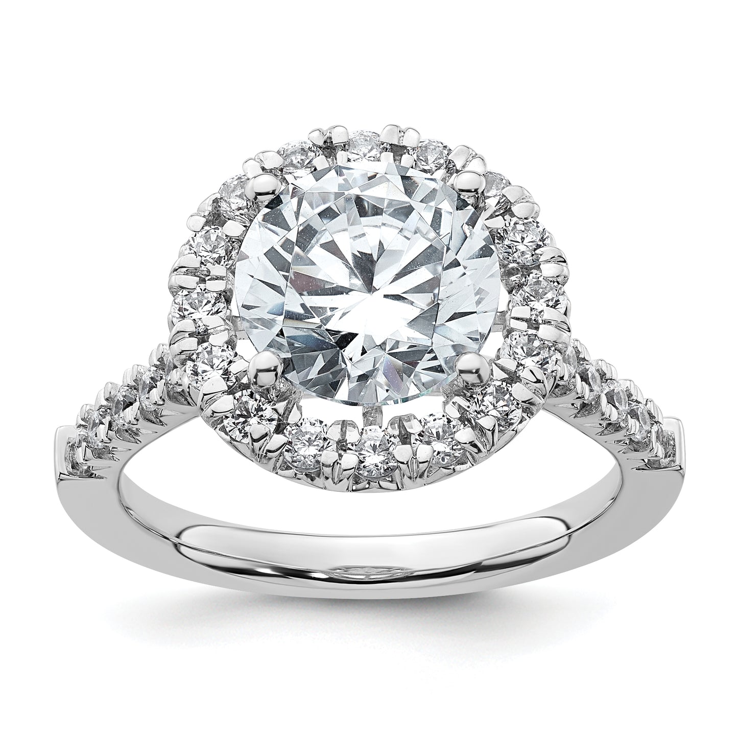 14K White Gold Lab Grown Diamond VS/SI+ G+ Halo Engagement Semi-mount Ring