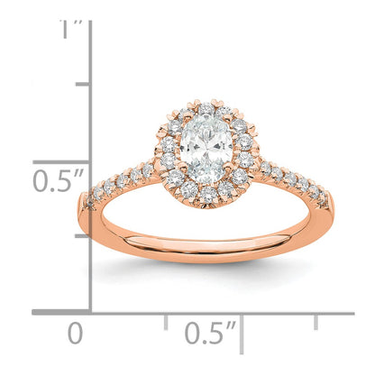 14k Rose Gold 1/3 Ct. Lab Grown Diamond VS/SI+ G+ 1/2 Ct. Center Oval Halo Engagement Ring