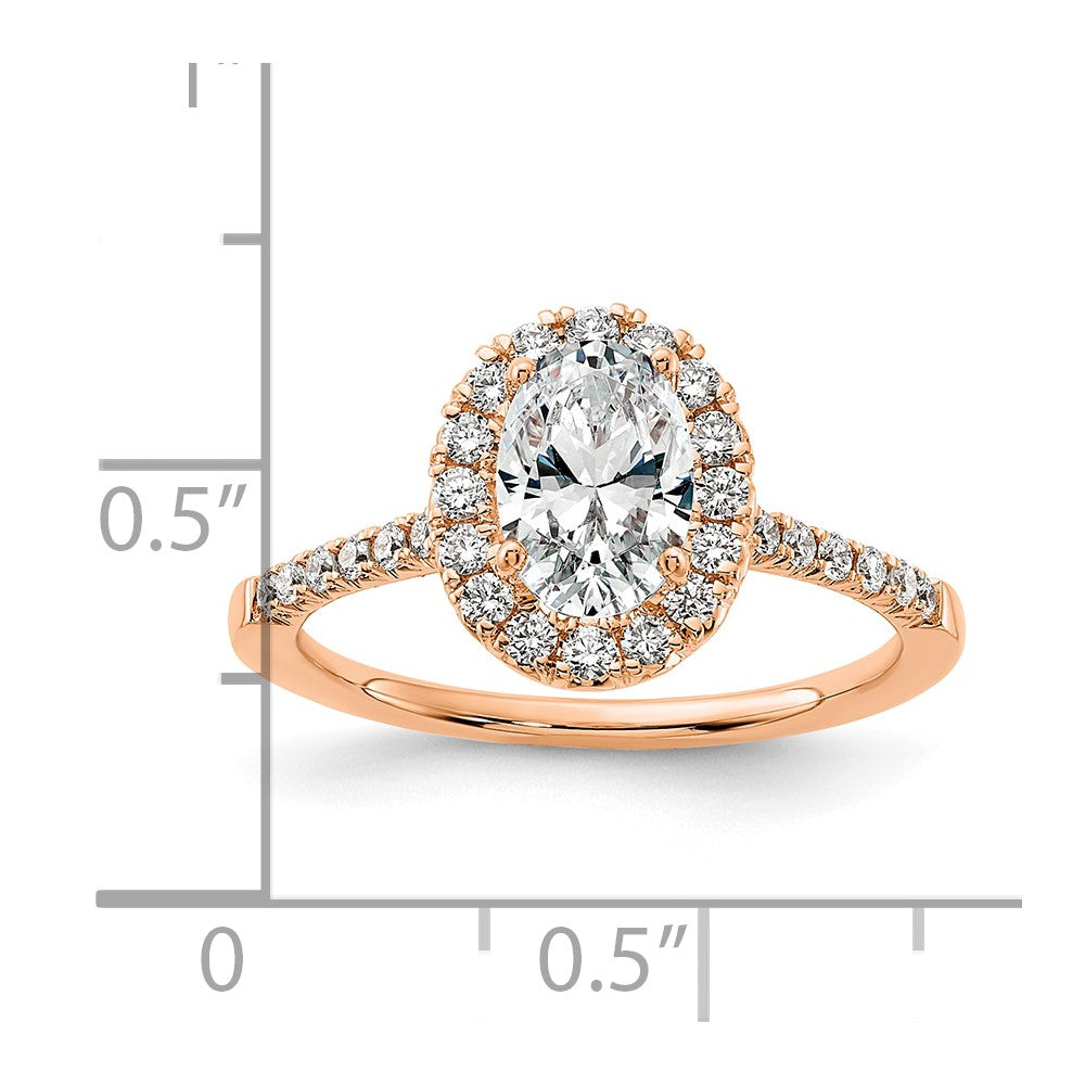 14k Rose Gold 3/8 Ct. Lab Grown Diamond VS/SI+ G+ 1 Ct. Center Oval Halo Engagement Ring