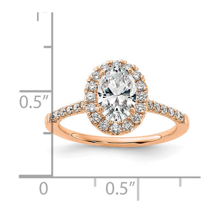 14k Rose Gold 3/8 Ct. Lab Grown Diamond VS/SI+ G+ 1 Ct. Center Oval Halo Engagement Ring