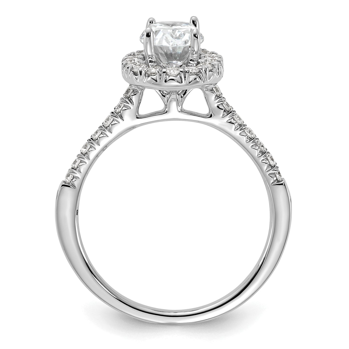 14k White Gold 3/8 Ct. Lab Grown Diamond VS/SI+ G+ 1 Ct. Center Oval Halo Engagement Ring