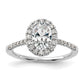 14k White Gold 3/8 Ct. Lab Grown Diamond VS/SI+ G+ 1 Ct. Center Oval Halo Engagement Ring