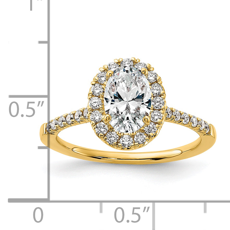 14k Yellow Gold 7/8 Ct. Lab Grown Diamond VS/SI+ G+ Oval Halo Engagement Ring