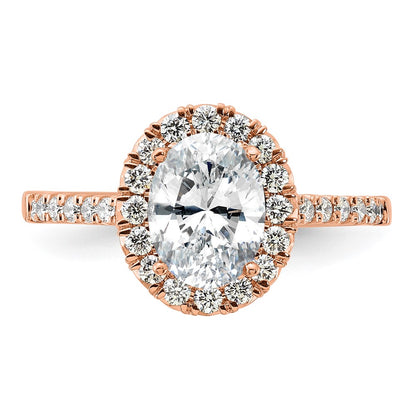 14k Rose Gold 1/2 Ct. Lab Grown Diamond VS/SI+ G+ 1 1/2 Ct. Center Oval Halo Engagement Ring