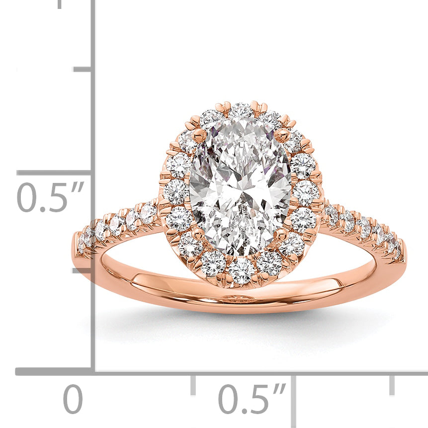 14k Rose Gold 1/2 Ct. Lab Grown Diamond VS/SI+ G+ 1 1/2 Ct. Center Oval Halo Engagement Ring