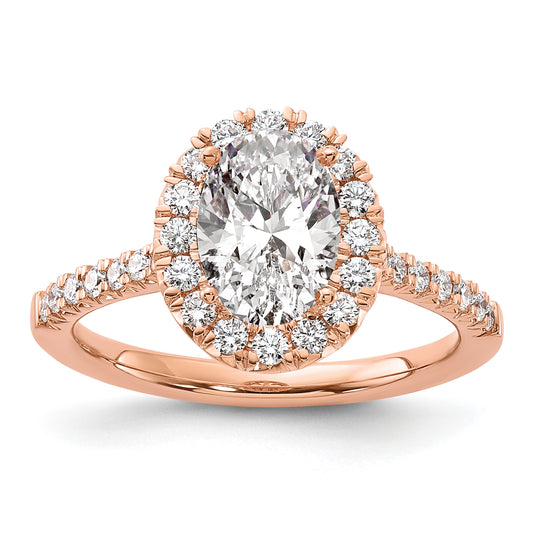 14k Rose Gold 1/2 Ct. Lab Grown Diamond VS/SI+ G+ 1 1/2 Ct. Center Oval Halo Engagement Ring