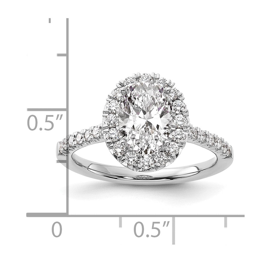14k White Gold 1/2 Ct. Lab Grown Diamond VS/SI+ G+ 1 1/2 Ct. Center Oval Halo Engagement Ring