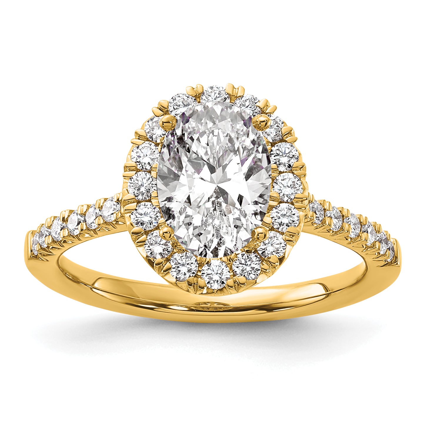 14k Yellow Gold 1/2 Ct. Lab Grown Diamond VS/SI+ G+ 1 1/2 Ct. Center Oval Halo Engagement Ring