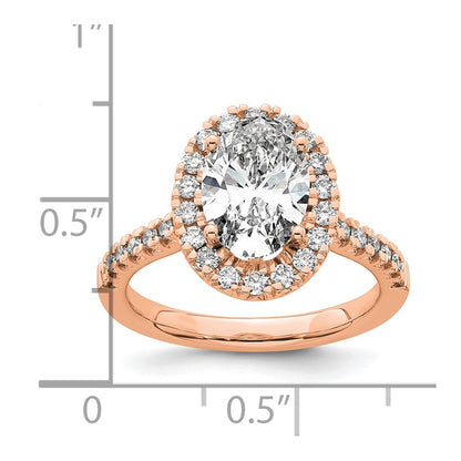 14k Rose Gold 1/2 Ct. Lab Grown Diamond VS/SI+ G+ 2 Ct. Center Oval Halo Engagement Ring