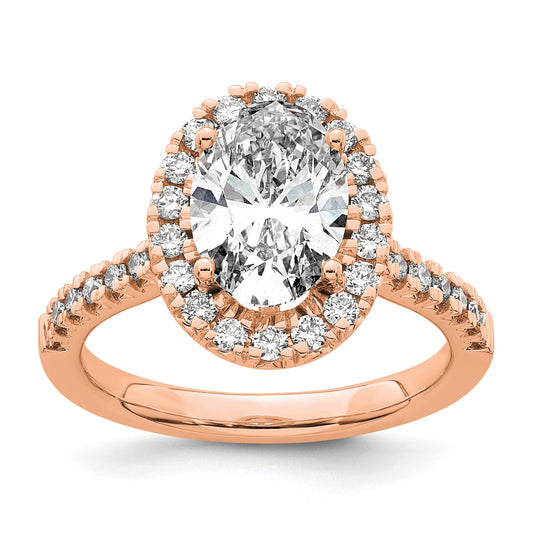 14k Rose Gold 1/2 Ct. Lab Grown Diamond VS/SI+ G+ 2 Ct. Center Oval Halo Engagement Ring