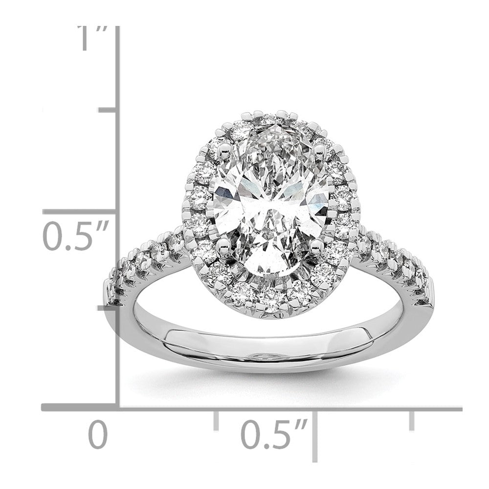 14k White Gold 1/2 Ct. Lab Grown Diamond VS/SI+ G+ 2 Ct. Center Oval Halo Engagement Ring