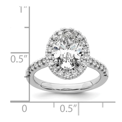 14k White Gold 1/2 Ct. Lab Grown Diamond VS/SI+ G+ 2 Ct. Center Oval Halo Engagement Ring