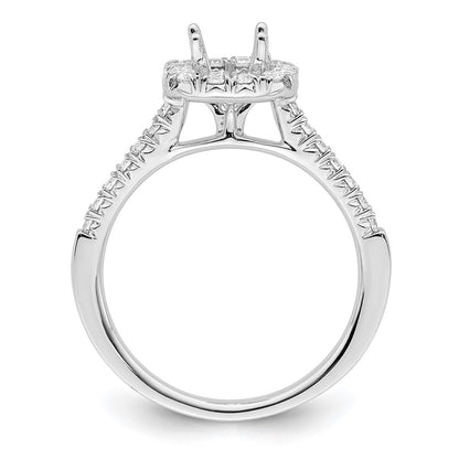 14K White Gold True Origin 3/8 Carat Lab Grown Diamond Vs D E F Semi Mount Cushion Halo Engagement Ring