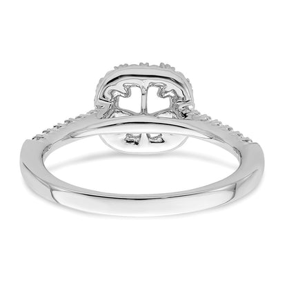 14K White Gold True Origin 3/8 Carat Lab Grown Diamond Vs D E F Semi Mount Cushion Halo Engagement Ring