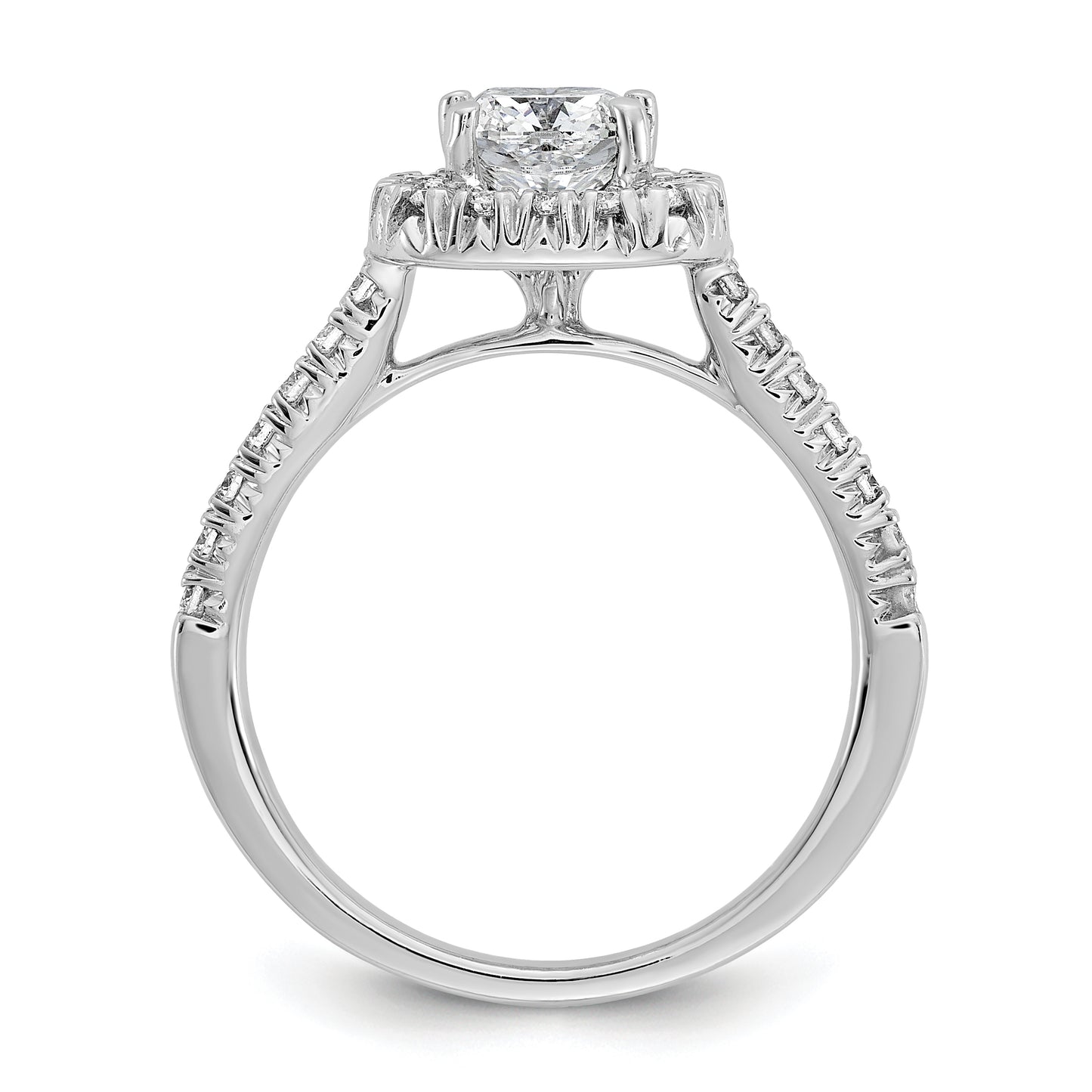 14K White Gold Lab Grown Diamond VS/SI+ G+ Cushion Halo Semi-mount Engagement R