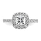 14K White Gold Lab Grown Diamond VS/SI+ G+ Cushion Halo Semi-mount Engagement R