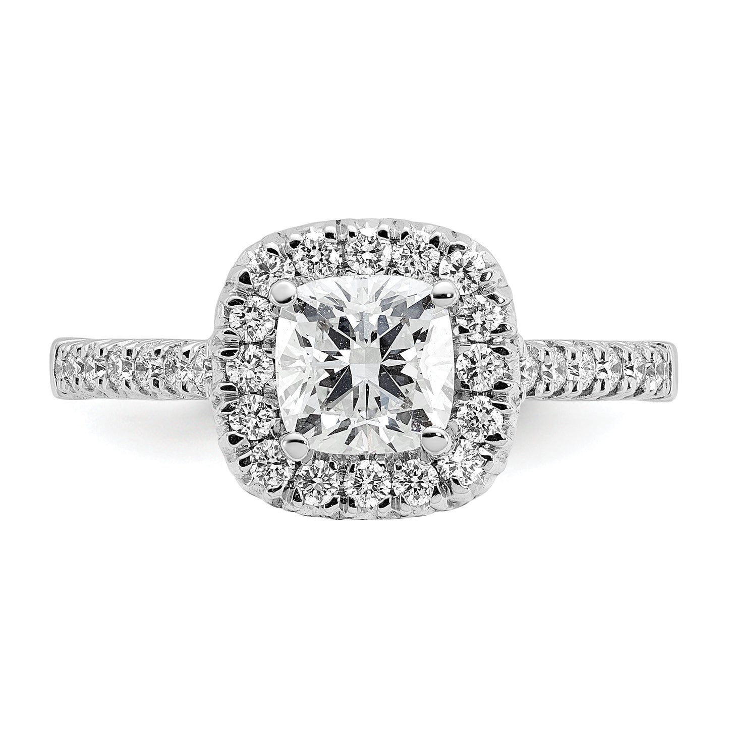 14K White Gold Lab Grown Diamond VS/SI+ G+ Cushion Halo Semi-mount Engagement R