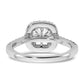 14K White Gold Lab Grown Diamond VS/SI+ G+ Cushion Halo Semi-mount Engagement R