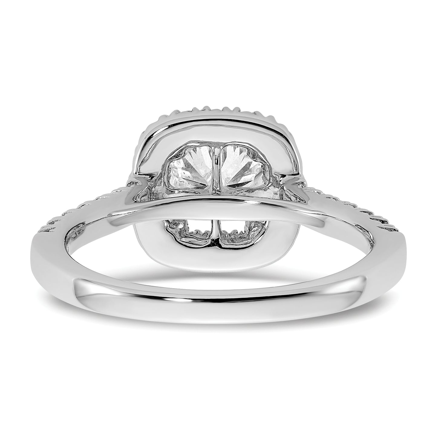 14K White Gold Lab Grown Diamond VS/SI+ G+ Cushion Halo Semi-mount Engagement R