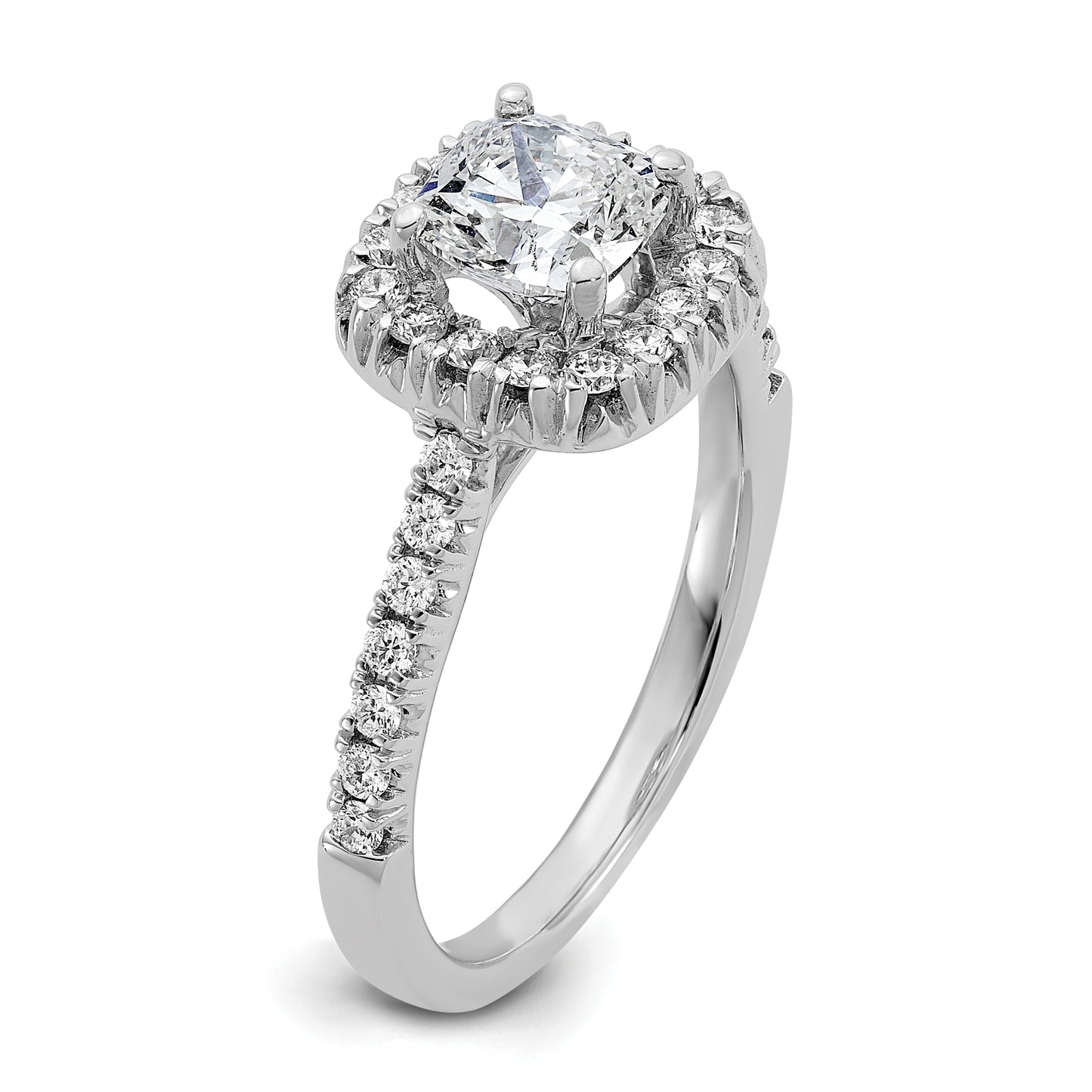 14K White Gold Lab Grown Diamond VS/SI+ G+ Cushion Halo Semi-mount Engagement R