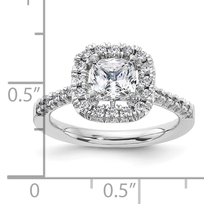 14K White Gold Lab Grown Diamond VS/SI+ G+ Cushion Halo Semi-mount Engagement R