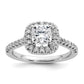 14K White Gold Lab Grown Diamond VS/SI+ G+ Cushion Halo Semi-mount Engagement R