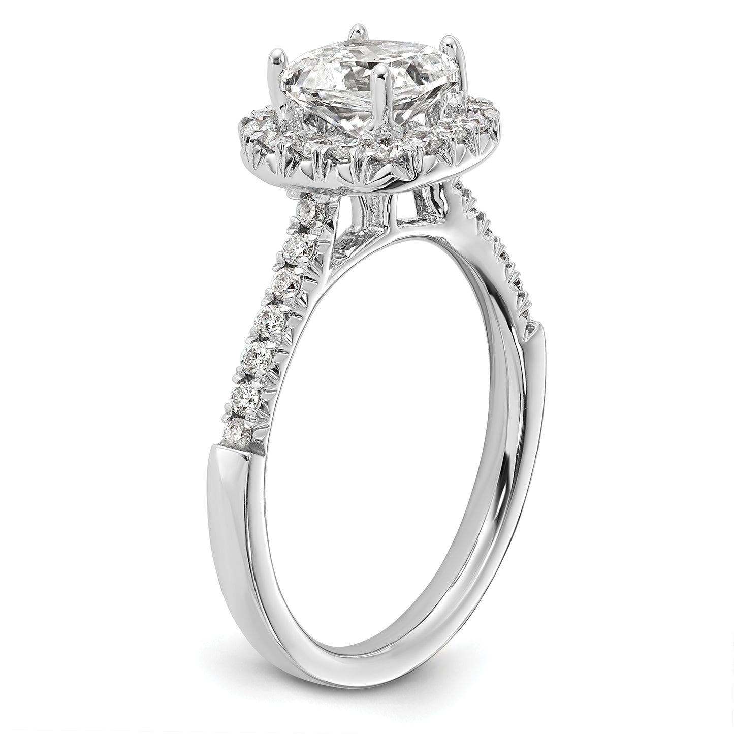 14K White Gold Lab Grown Diamond VS/SI+ G+ Cushion Halo Semi-mount Engagement R