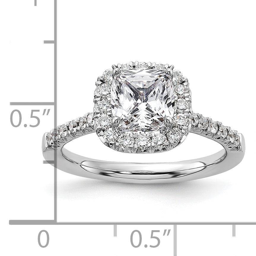 14K White Gold Lab Grown Diamond VS/SI+ G+ Cushion Halo Semi-mount Engagement R