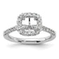 14K White Gold Lab Grown Diamond VS/SI+ G+ Cushion Halo Semi-mount Engagement R