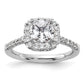 14K White Gold Lab Grown Diamond VS/SI+ G+ Cushion Halo Semi-mount Engagement R