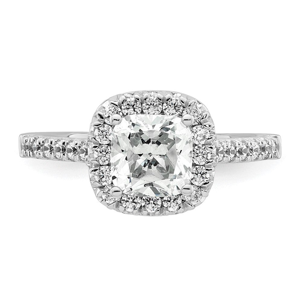 Platinum Lab Grown Diamond VS/SI+ G+ Cushion Halo Semi-mount Engagement R