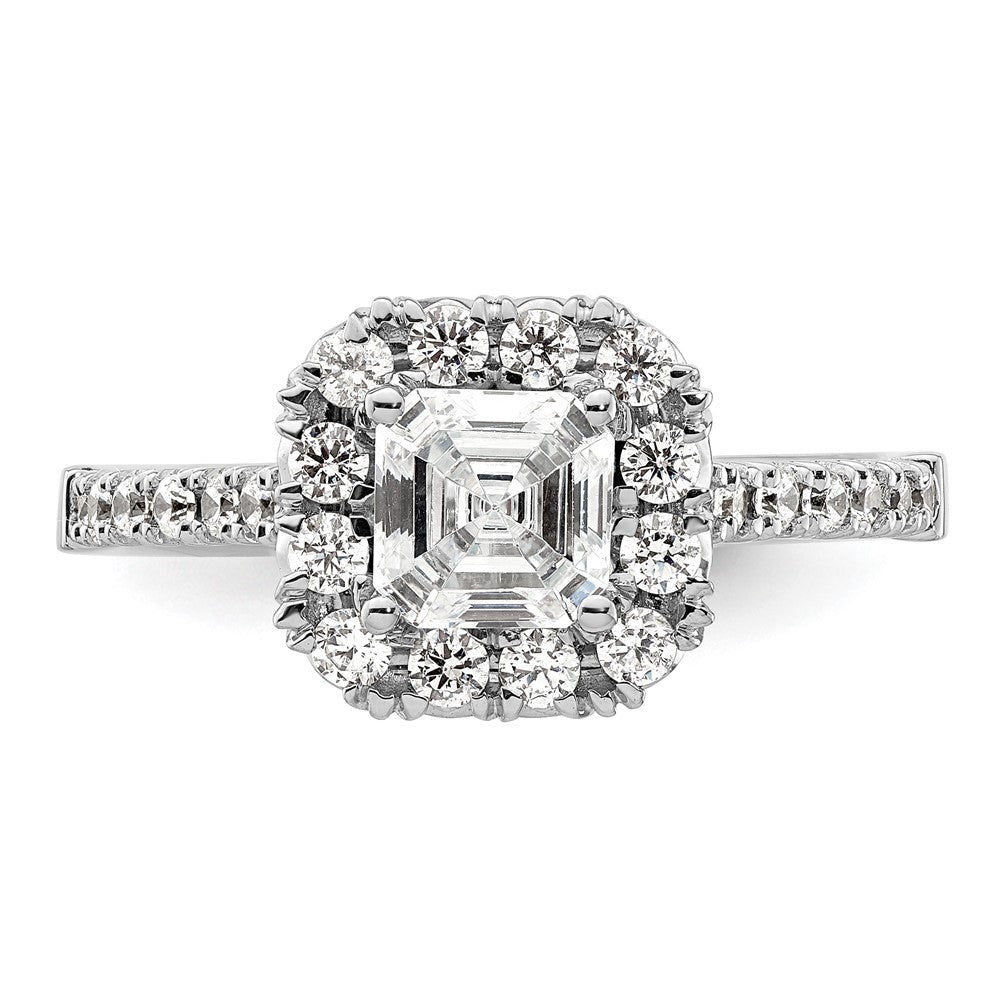 14k White Gold 1/2 Ct. Lab Grown Diamond VS/SI+ G+ 1 Ct. Center Ascher Halo Engagement Ring
